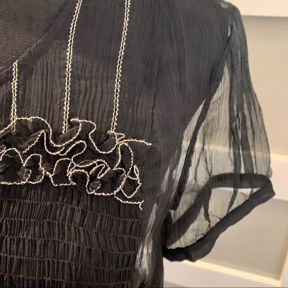 ANTHROPOLOGIE SAJA black sheer dress. Size 8